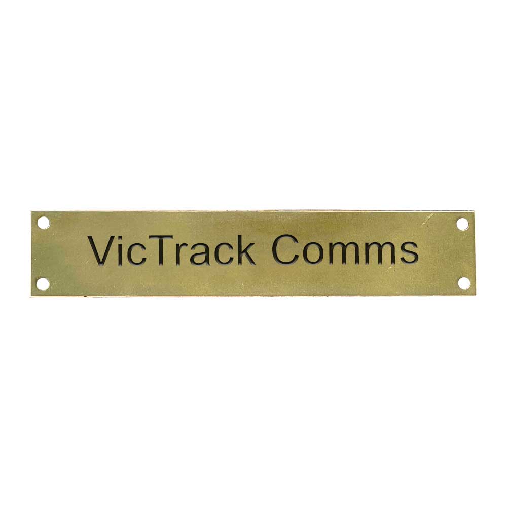 Brass Marker Labels 30mm x 150mm VicTrack Comms