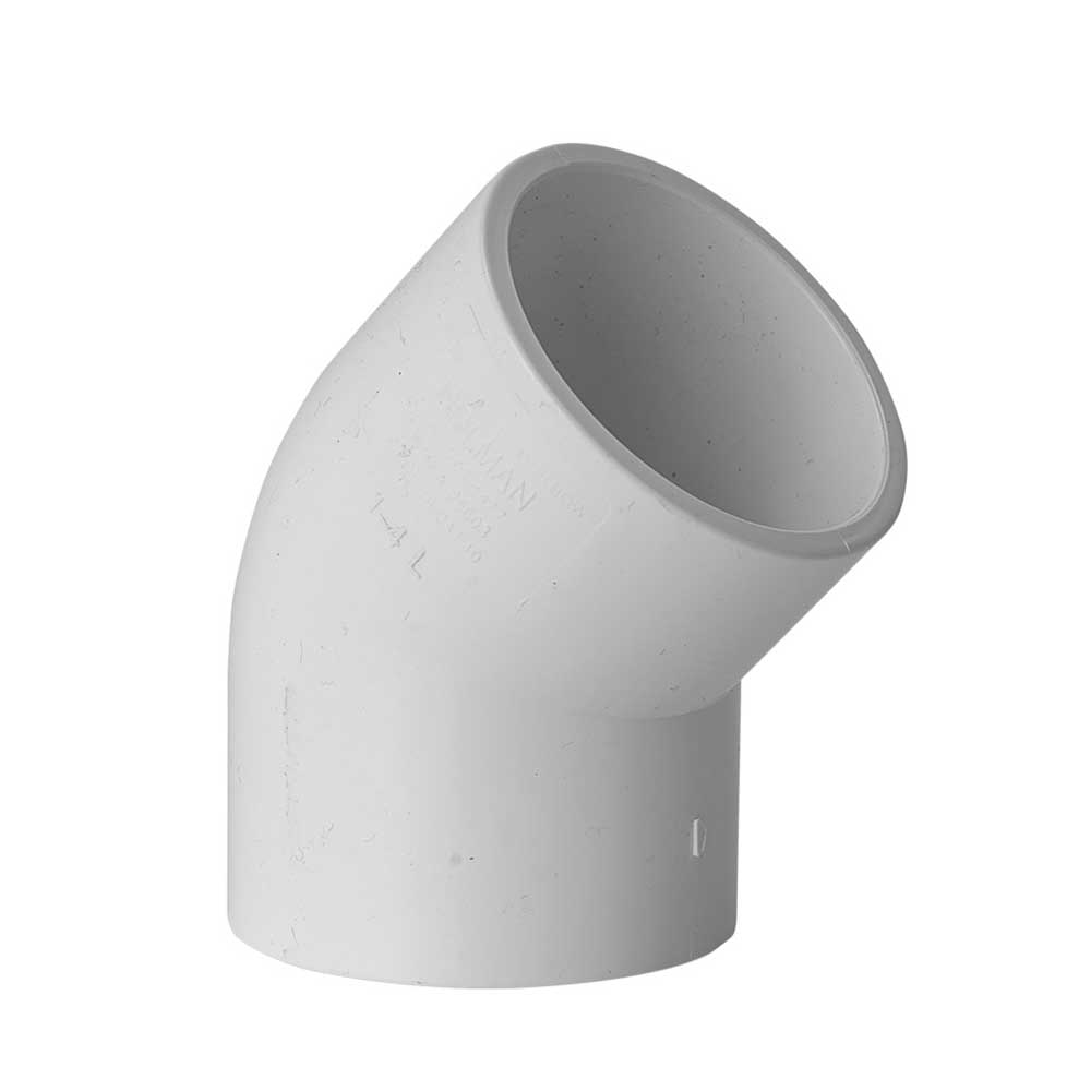 Pressure Pipe PVC White Conduit Elbow Bend 40mm X 45 Deg